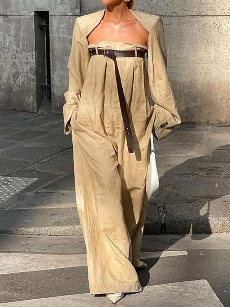Dame Jumpsuit – Off-Shoulder – Bred Ben – Let Vævet – Elegant Løs Pasform