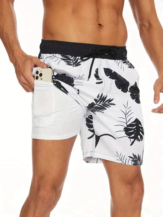 Men's Swim Shorts – Quick-Drying Lightweight Material – Medium Length Fit – Compression Lining