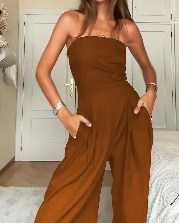 Women's Strapless Jumpsuit - Flowy Fit - Wide Leg - Elegant & Comfortable