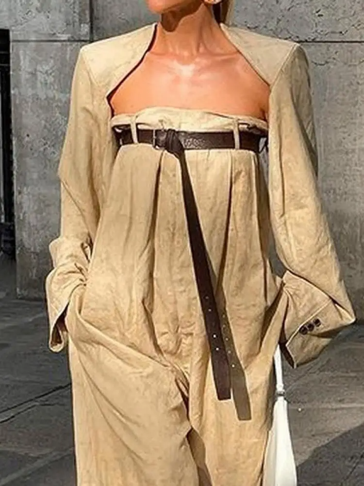 Dame Jumpsuit – Off-Shoulder – Bred Ben – Let Vævet – Elegant Løs Pasform