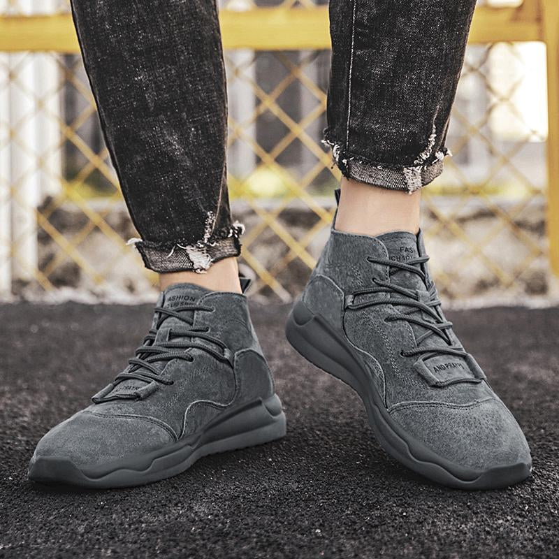 Herre Sneakers – Højskaftet – Ruskind – Komfortabel Sål – Casual Stil