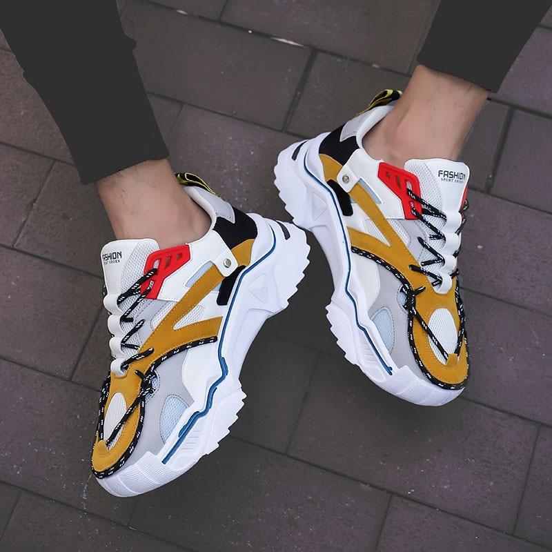 Herre Chunky Sneakers - Læder & Mesh - Stødabsorberende Sål - Trendy Streetwear