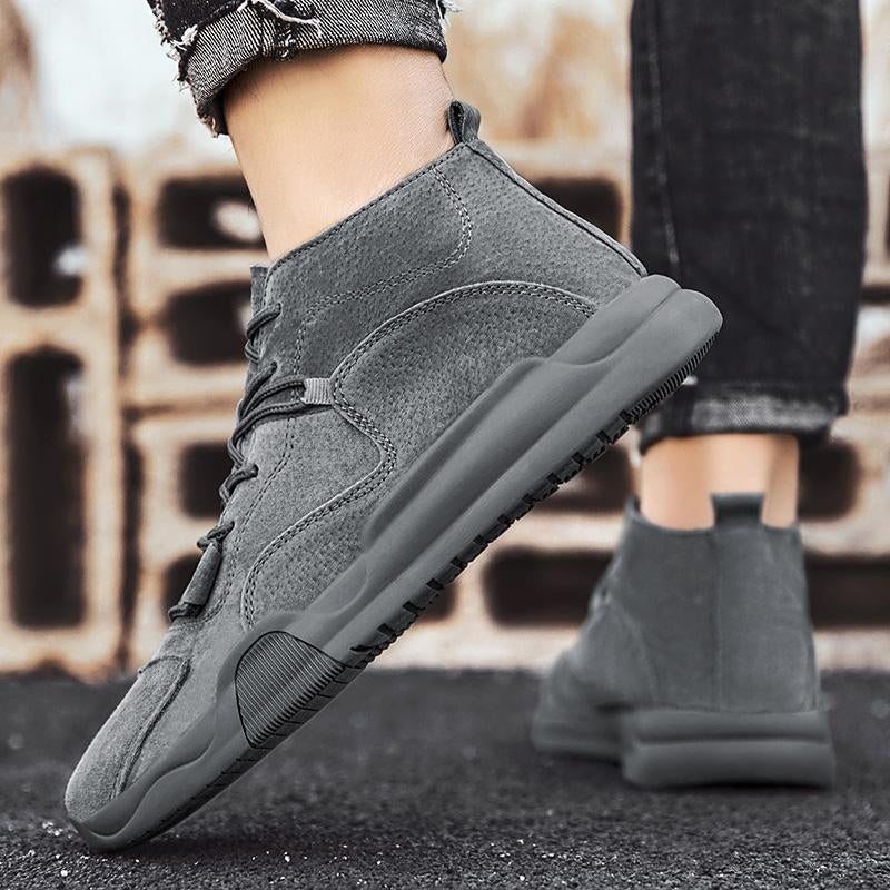 Herre Sneakers – Højskaftet – Ruskind – Komfortabel Sål – Casual Stil