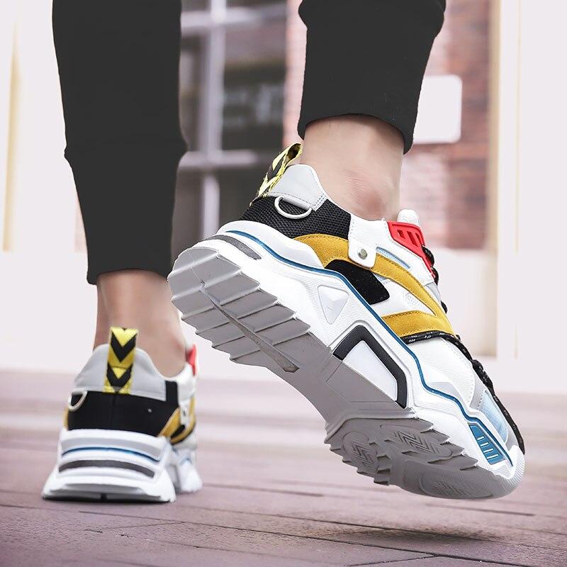 Herre Chunky Sneakers - Læder & Mesh - Stødabsorberende Sål - Trendy Streetwear