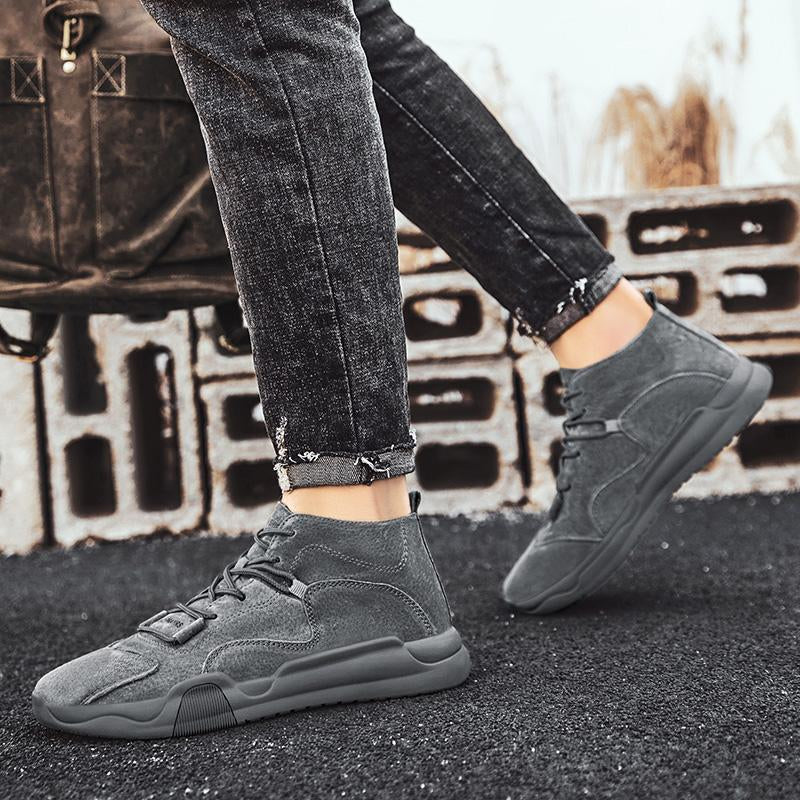 Herre Sneakers – Højskaftet – Ruskind – Komfortabel Sål – Casual Stil
