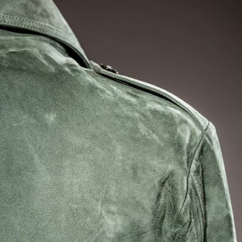 Herrejakke - Ruskind - Lynlås Lukning - Tailored Fit - Praktiske Lommer