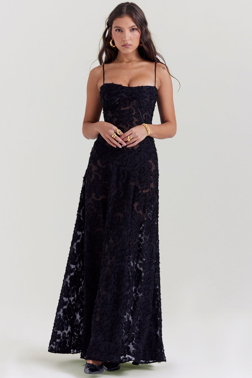 Dress for women – Maxi dress with slim fit – Light and airy – Floral pattern – Spaghetti straps