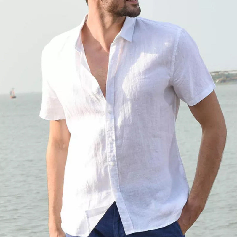 Men's Shirt with Short Sleeves – Relaxed Fit – Natural Fibers – Button Closure