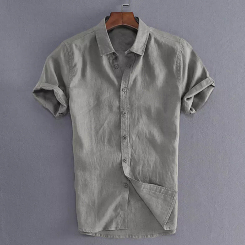 Men's Shirt with Short Sleeves – Relaxed Fit – Natural Fibers – Button Closure