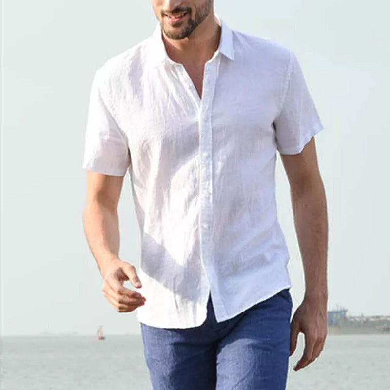 Men's Shirt with Short Sleeves – Relaxed Fit – Natural Fibers – Button Closure
