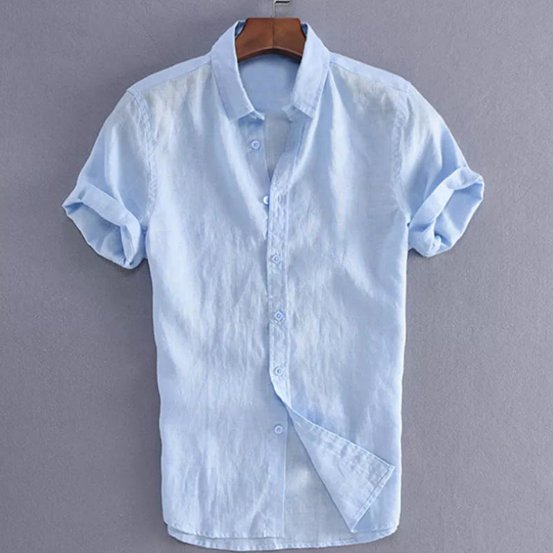 Men's Shirt with Short Sleeves – Relaxed Fit – Natural Fibers – Button Closure