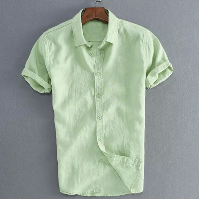Men's Shirt with Short Sleeves – Relaxed Fit – Natural Fibers – Button Closure