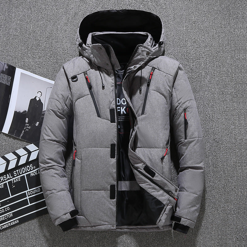 Men’s Puffer Jacket - Woven Fabric - Hooded - Relaxed Fit - Hip Length