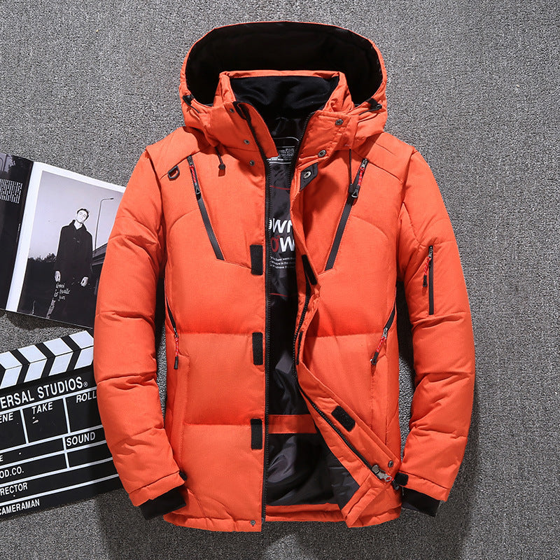 Men’s Puffer Jacket - Woven Fabric - Hooded - Relaxed Fit - Hip Length