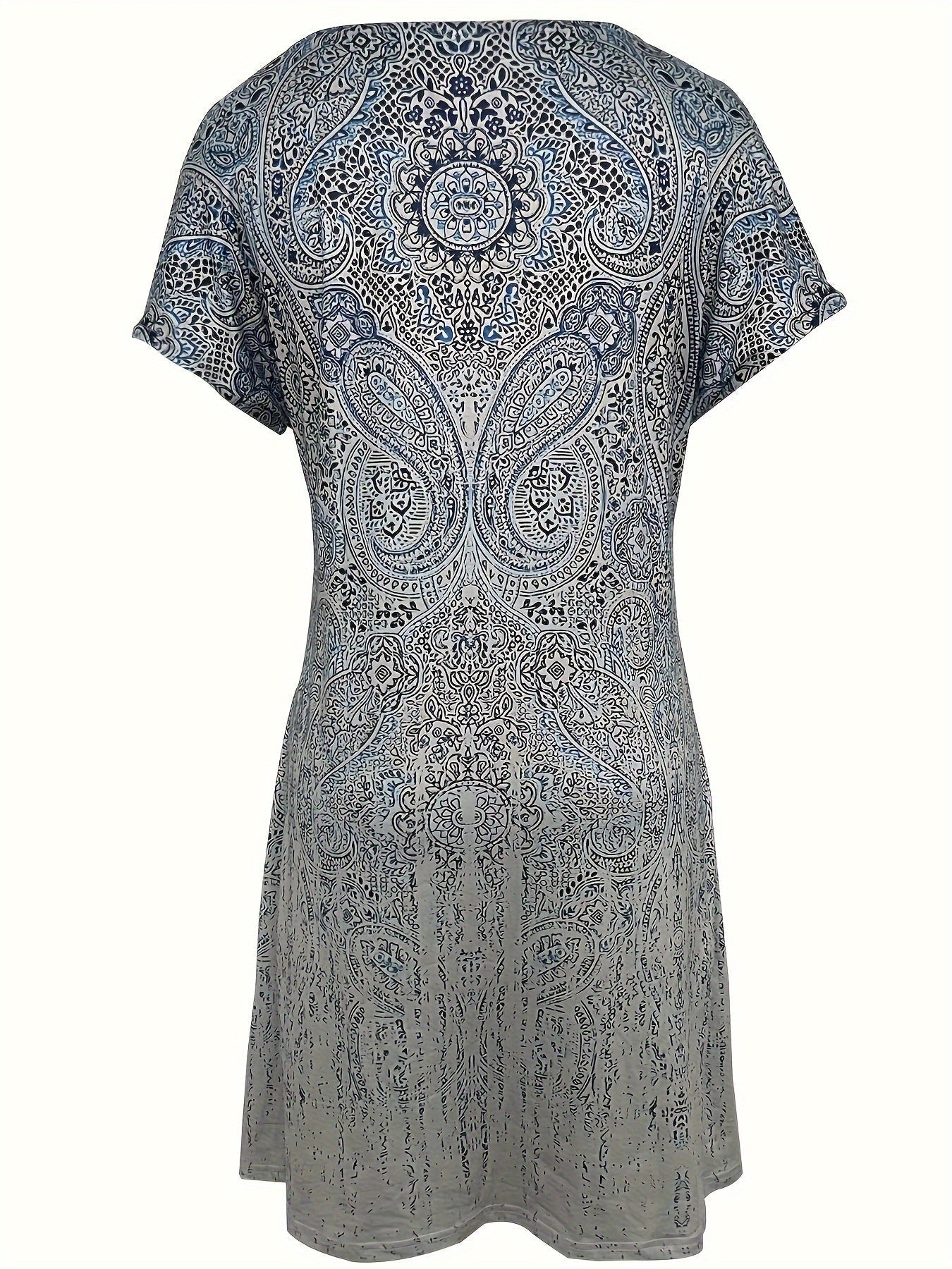 Dress for Women – Mini – Relaxed Fit – Short-Sleeved – Round Neck – Print Design