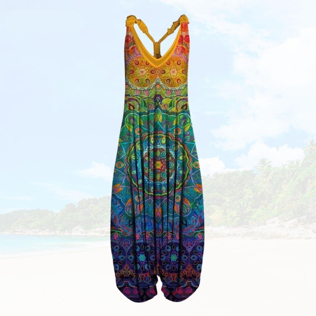 Women's Jumpsuit – Relaxed Fit – Sleeveless – Light Breathable Fabric – Full Length