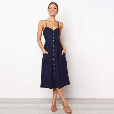 Luna - Elegant full dress with spaghetti straps