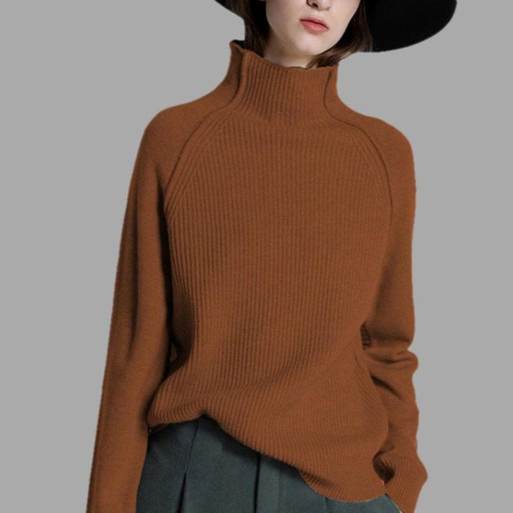 Women's Turtleneck Sweater - Soft Knit - Long-Sleeved Comfortable Fit