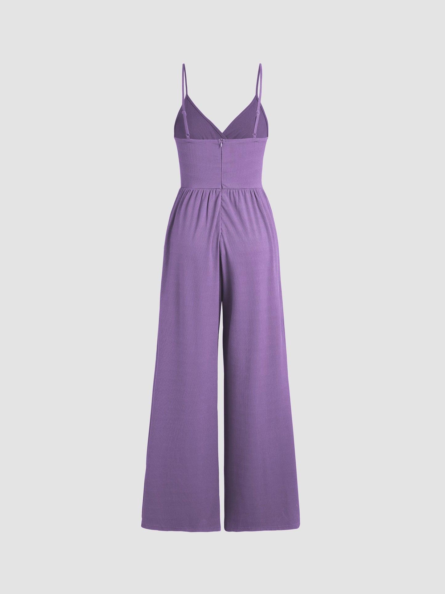 Women's Jumpsuit - Sleeveless with Spaghetti Straps - V-Neck - Fitted Waist - Wide Legs