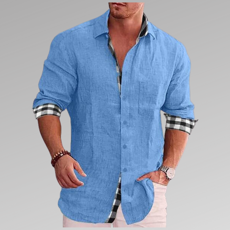 Herreskjorte - Letvægtsstof - Langærmet - Knaplukning - Klassisk Krave - Smart Casual
