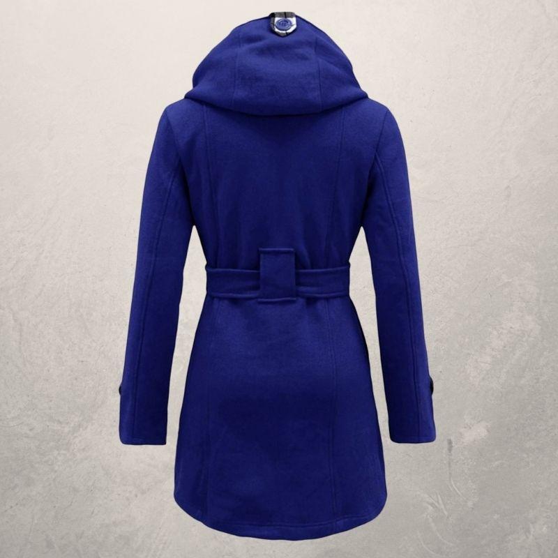 Dame Trenchcoat - Blød Fleece - Dobbelt Rad Knapper - Hætte & Bælte - Elegante Detaljer