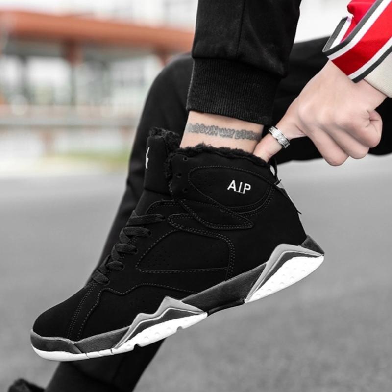 Herresneakers - Højskaftet Design - Komfortabel Polstret Sål - Klassisk Snørelukning