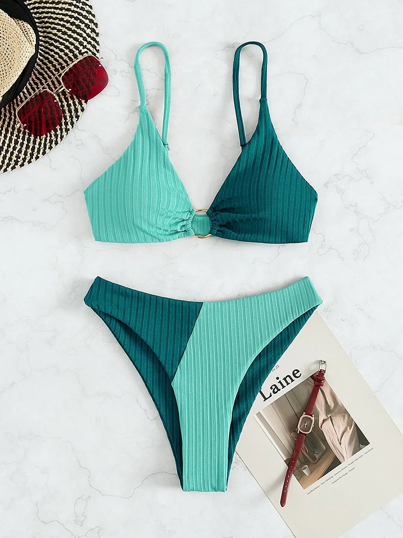 Women's Bikini Set – Push-Up Top – High Waist – Ribbed Stretch – Sculpting Fit