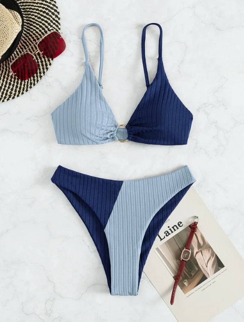 Women's Bikini Set – Push-Up Top – High Waist – Ribbed Stretch – Sculpting Fit