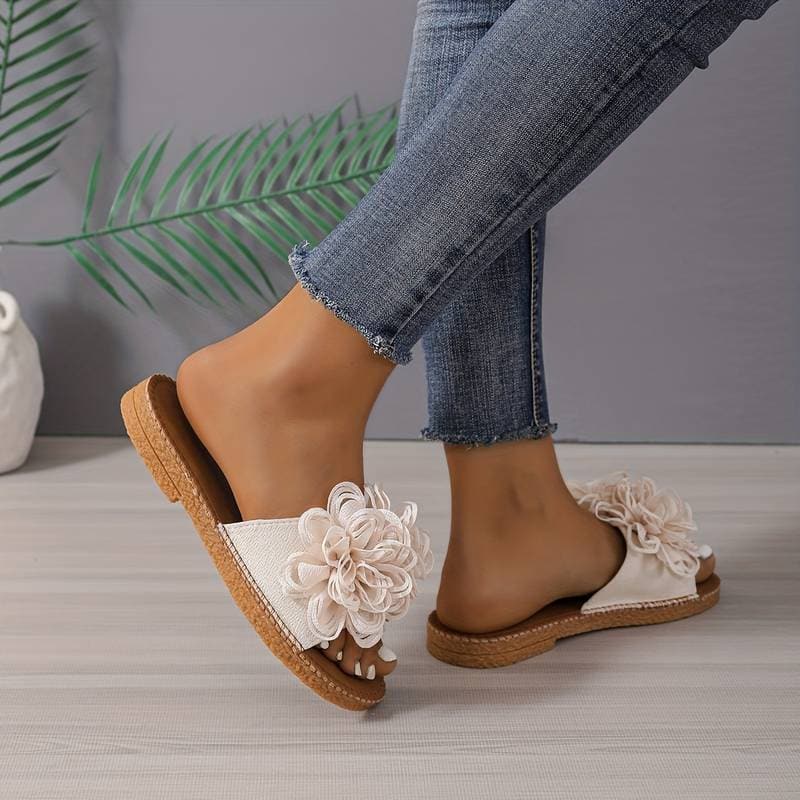 Dame Sandaler - Flad Sål - Blomsterdetalje - Komfort & Stil til Hverdag