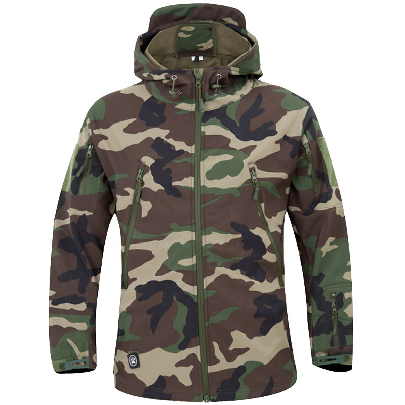 Men's Outdoor Jacket - Military-Inspired Style - Full Zip - Adjustable Hood