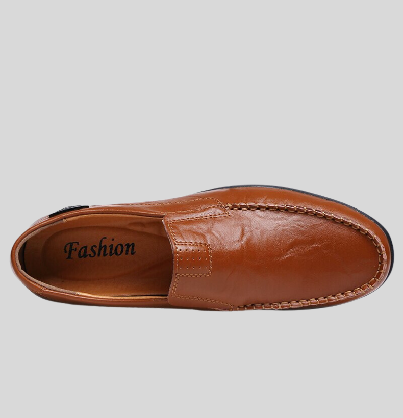 Herre Loafers - Ægte Læder - Slip-on Komfort - Klassisk Mokkasinsyning - Gummisål