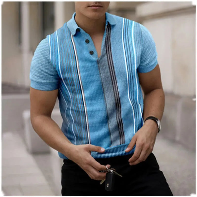 Men's Polo Shirt - Tailored Fit - Classic Collar - Vertical Stripes