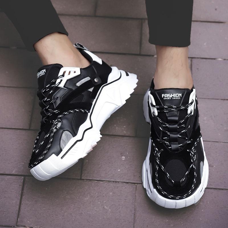 Herre Chunky Sneakers - Læder & Mesh - Stødabsorberende Sål - Trendy Streetwear