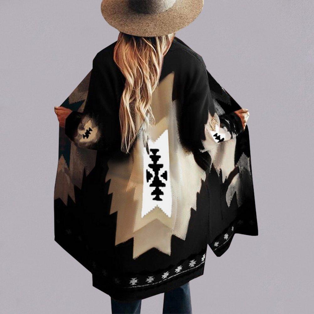 Women's Cardigan - Open Front - Bohemian Pattern - Long-Sleeved Loose Fit