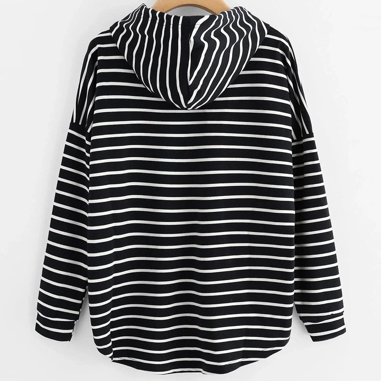 Women`s Hoodie - Striped Design - Relaxed Fit - Long-Sleeved Comfort