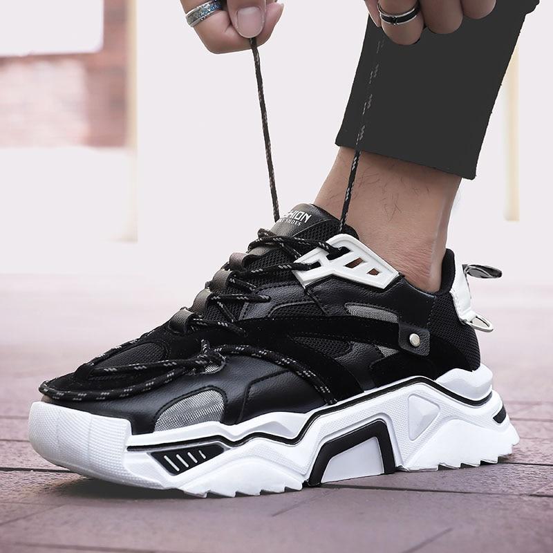 Herre Chunky Sneakers - Læder & Mesh - Stødabsorberende Sål - Trendy Streetwear