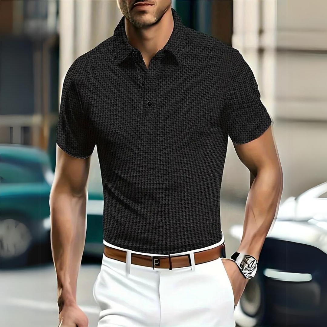 Men's Polo T-shirt – Slim Fit – Soft Knit – Classic Collar – Button Closure