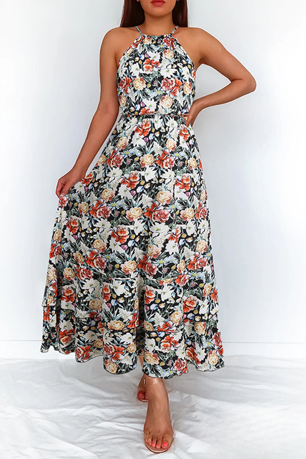 Kvinder Maxi Kjole - Halterneck - Elegant Pasform - Let og Åndbar
