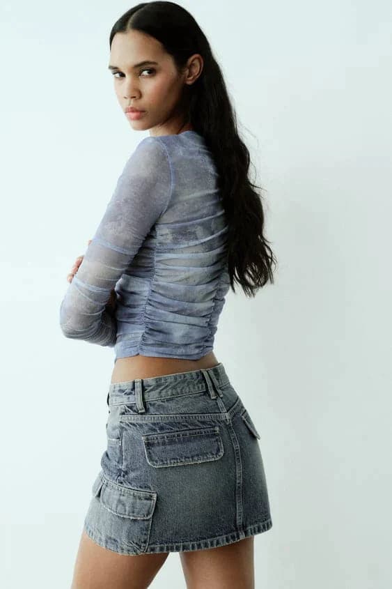 Women's Denim Skirt - Mini - Cargo Pockets - Casual Trendy Design