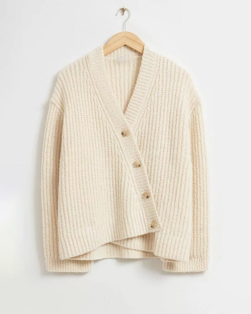Women's Knit Cardigan - Oversized Fit - V-Neck with Buttons - Soft and Comfortable