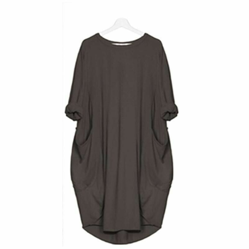 Women's Midi Dress – Relaxed Fit – Round Neck – Lightweight and Breathable – With Side Pockets