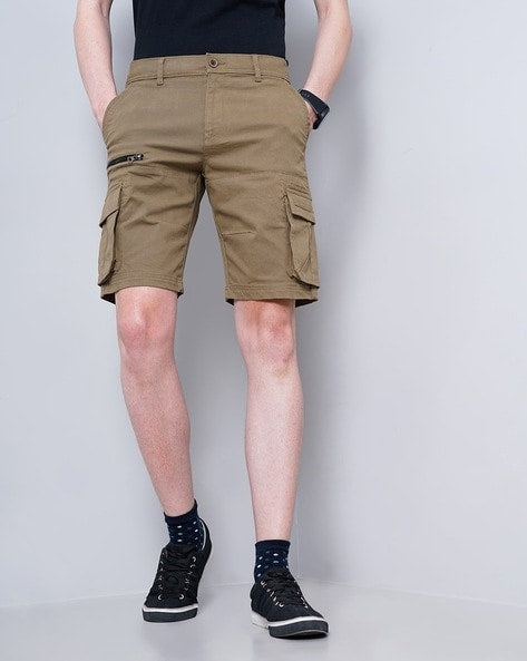 Men's Cargo Shorts - Cotton - Knee-Length - Multiple Pockets with Zipper and Flap - Outdoor Comfort