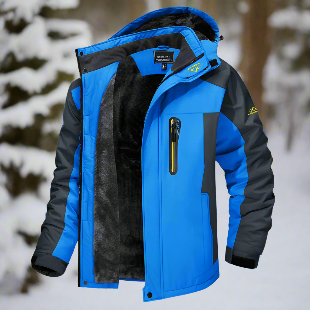 Men's Winter Jacket - Water-Repellent and Fleece-Lined - Detachable Hood - Adjustable Cuffs