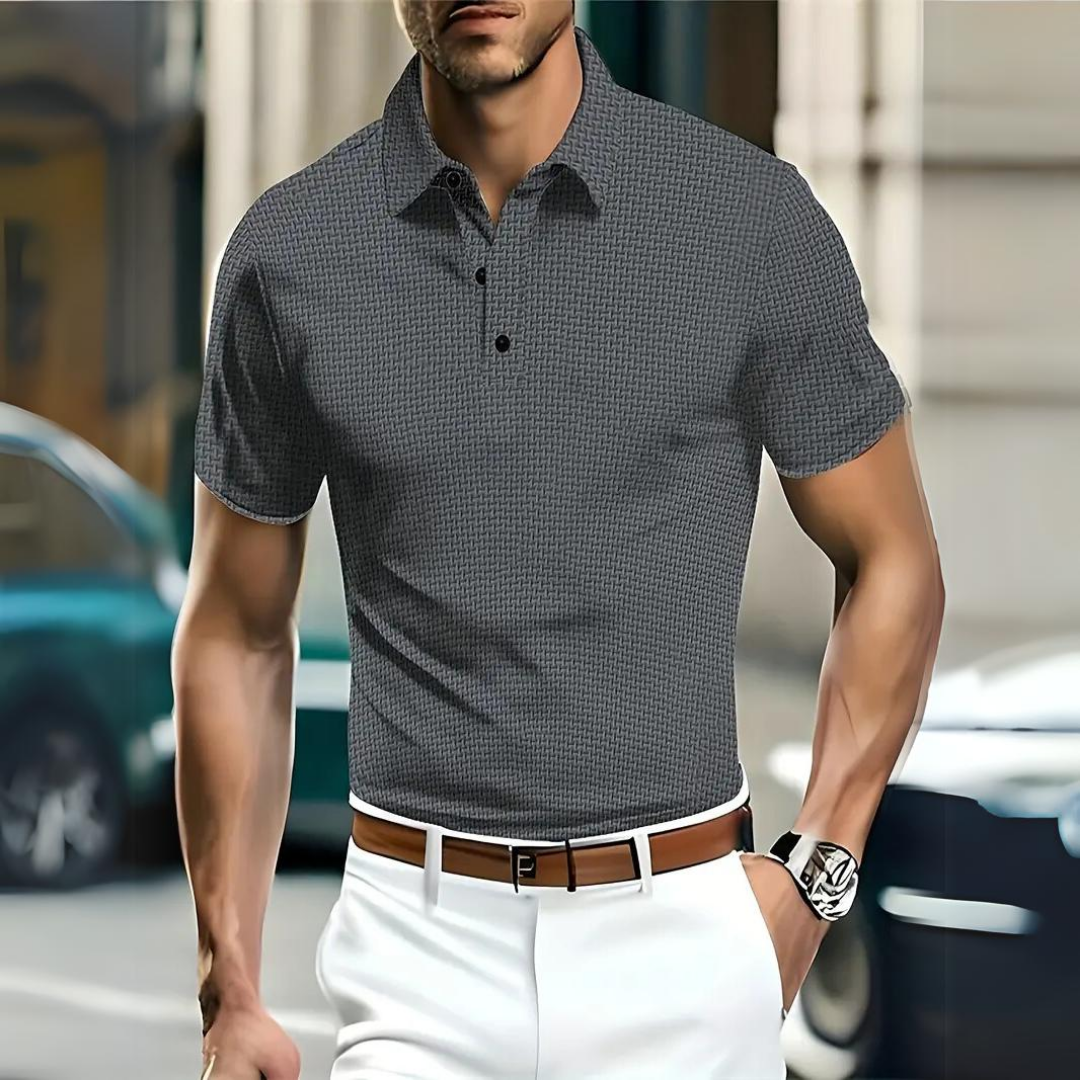 Men's Polo T-shirt – Slim Fit – Soft Knit – Classic Collar – Button Closure
