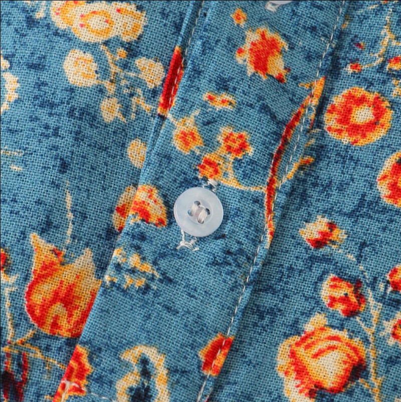Men's Shirt with Short Sleeves – Relaxed Fit – Breathable Fabric – Mandarin Collar – Floral Pattern