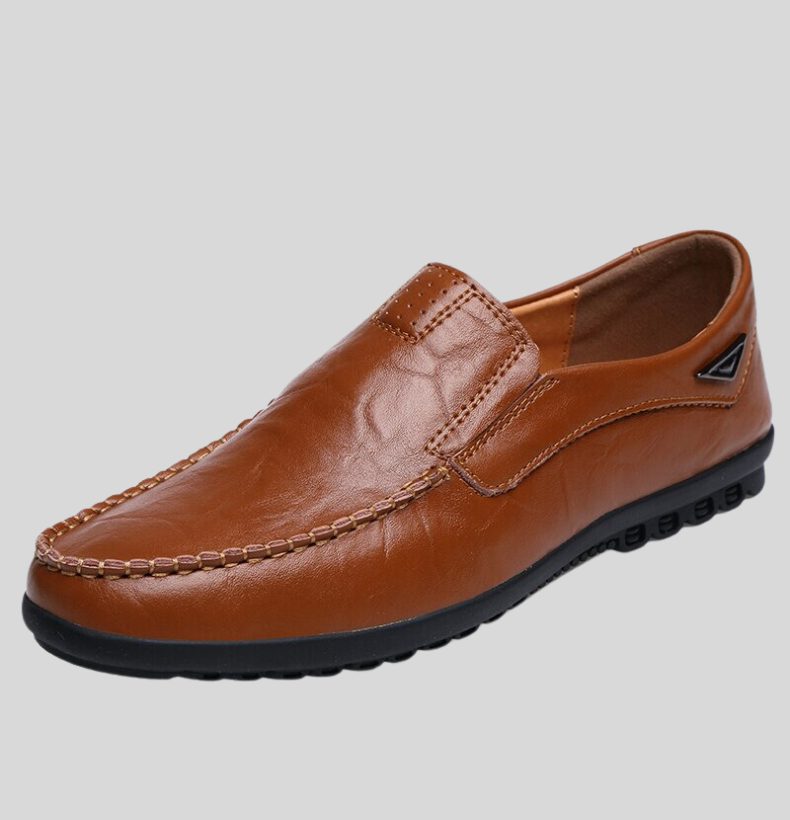 Herre Loafers - Ægte Læder - Slip-on Komfort - Klassisk Mokkasinsyning - Gummisål
