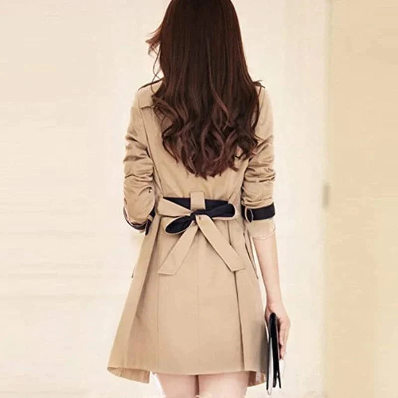 Thérèse - Long Double-Breasted Windproof Trench Coat