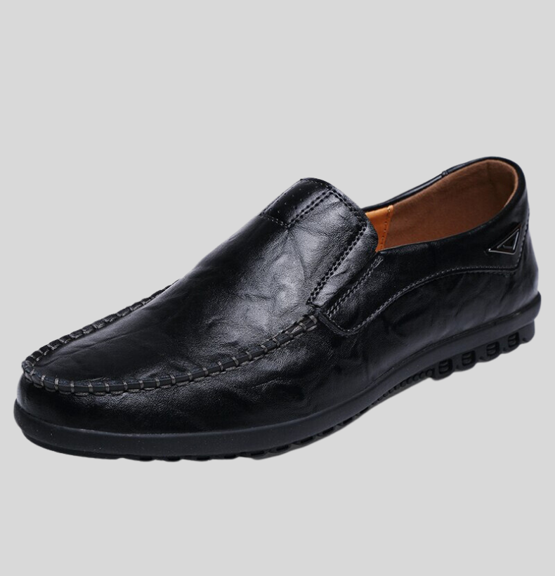 Herre Loafers - Ægte Læder - Slip-on Komfort - Klassisk Mokkasinsyning - Gummisål