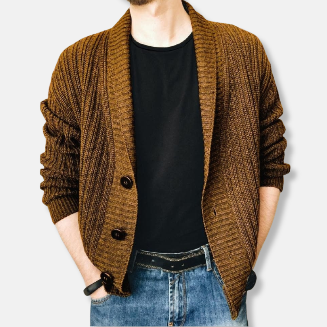 Oscar Relaxed Fit Cardigan | Shawl Collar Button Front Cardigan