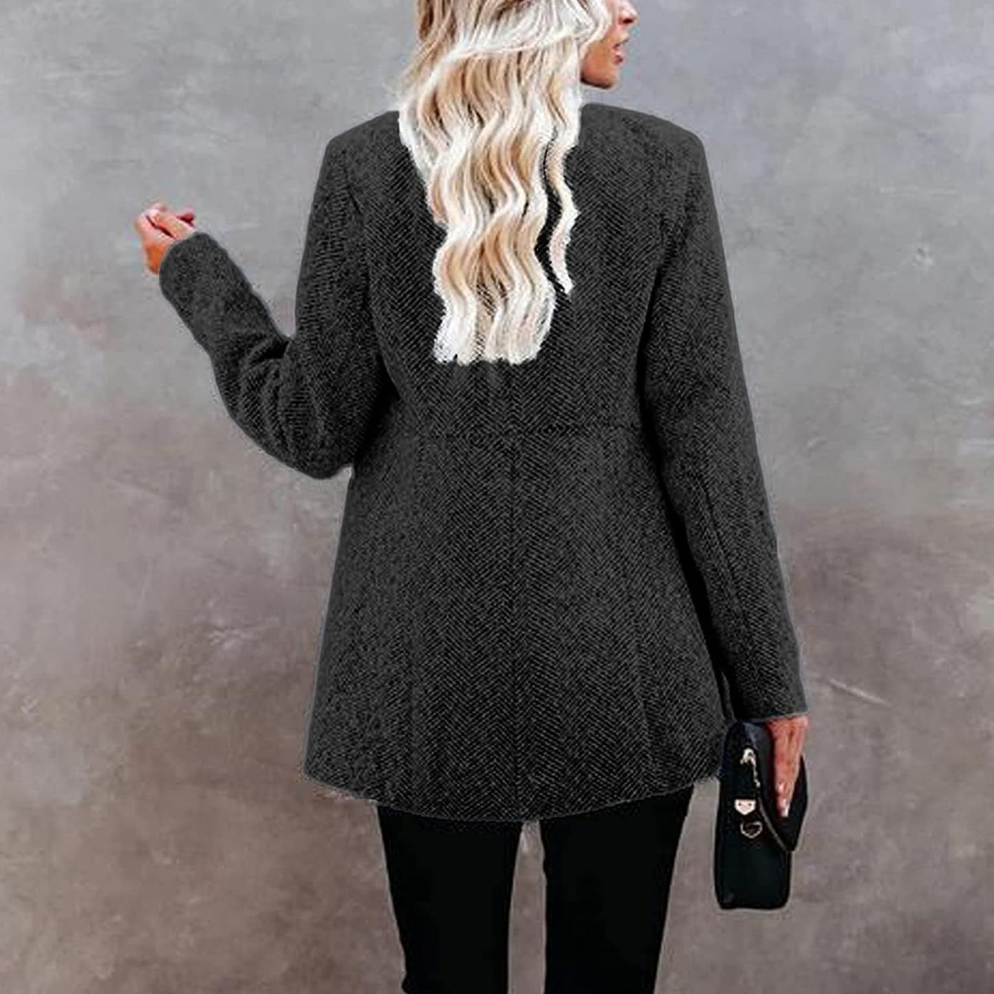 Blazer til kvinder - Åben front - Skræddersyet pasform - Tekstureret stof - Klassisk look